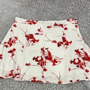Black Swan Red Floral Mini Skirt